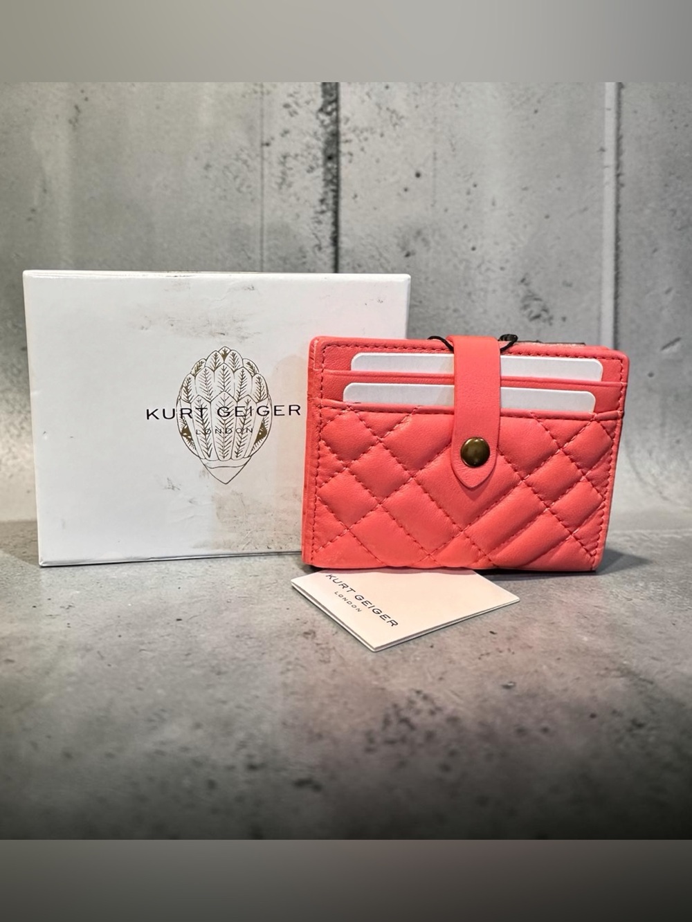 Kurt Geiger London Brixton Card Case Coral Pink